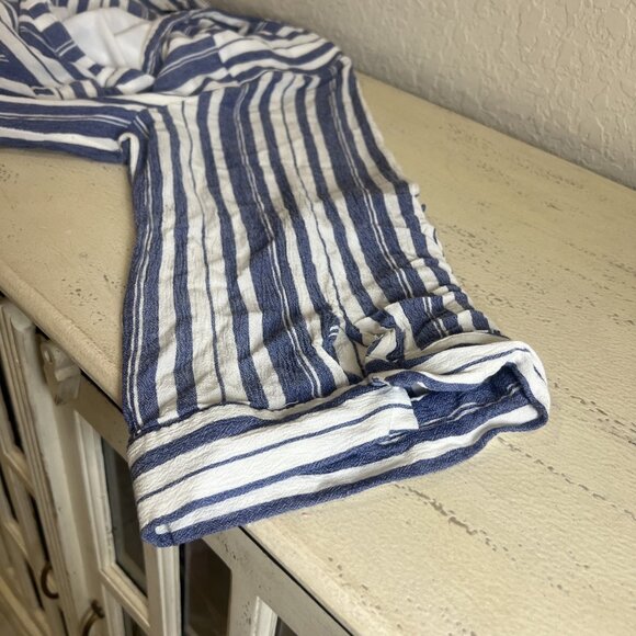 Torrid Dress Women’s Plus 3X Blue White Striped Long Sleeve Drawstring Pockets - Picture 9 of 11